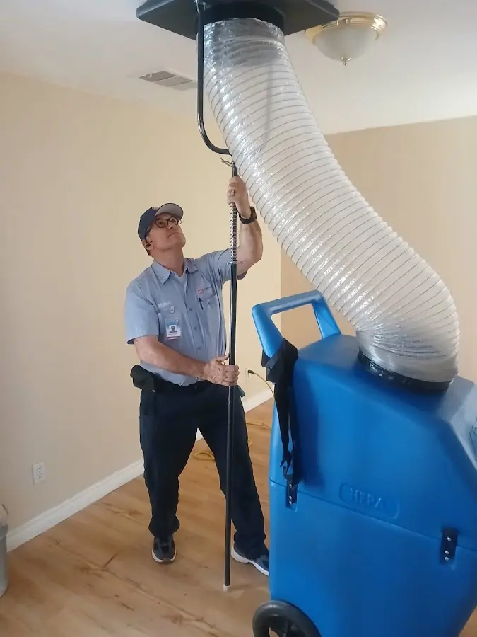 Mini Split Installation technician using HEPA equipment in Bayou Blue